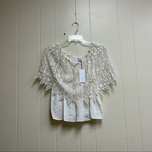 Roe + May l XS Rio Antique Victorian Crochet Lace Off-Shoulder Tube Top Blouse